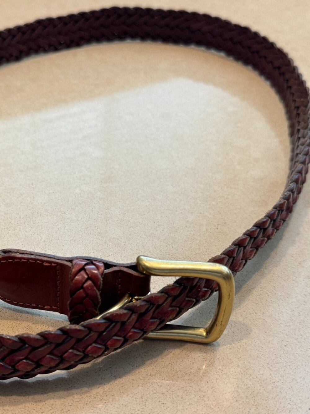 COACH Braided leather belt- medium brown -  42"